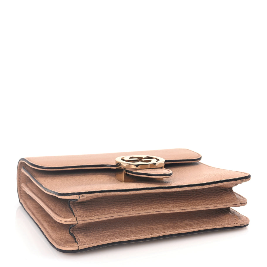 Gucci Dollar Calfskin Small Interlocking G Shoulder Bag Camelia Image 3