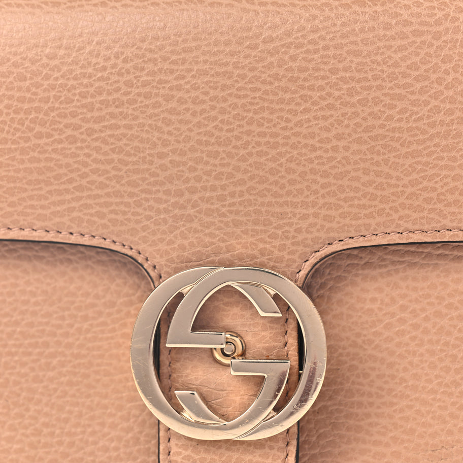 Gucci Dollar Calfskin Small Interlocking G Shoulder Bag Camelia Image 7