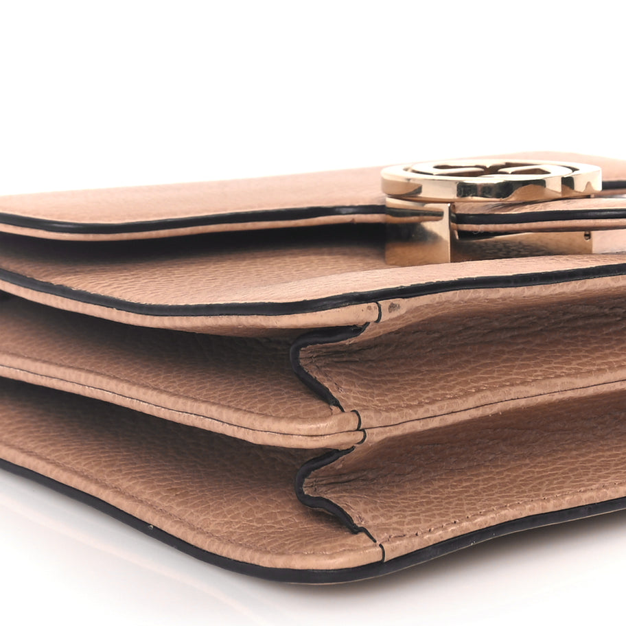 Gucci Dollar Calfskin Small Interlocking G Shoulder Bag Camelia Image 8