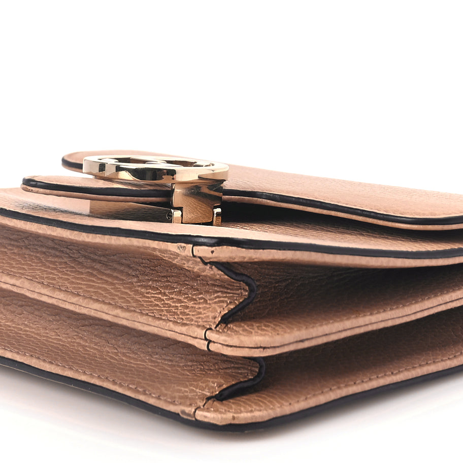 Gucci Dollar Calfskin Small Interlocking G Shoulder Bag Camelia Image 9