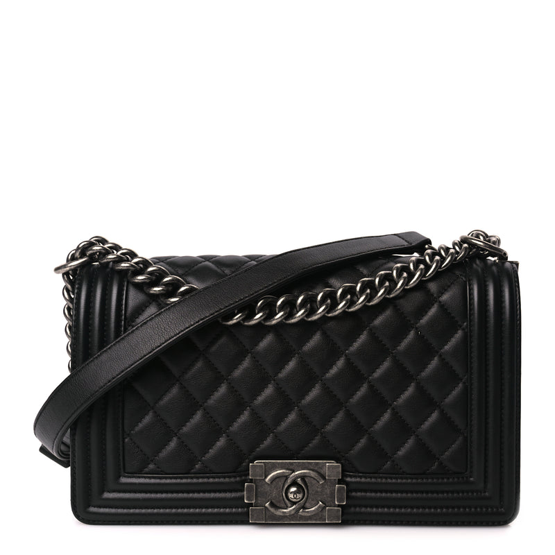 Chanel Calfskin Quilted Medium Boy Flap Black