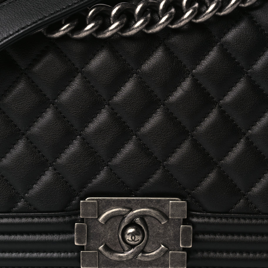 Chanel Calfskin Quilted Medium Boy Flap Black Image 7