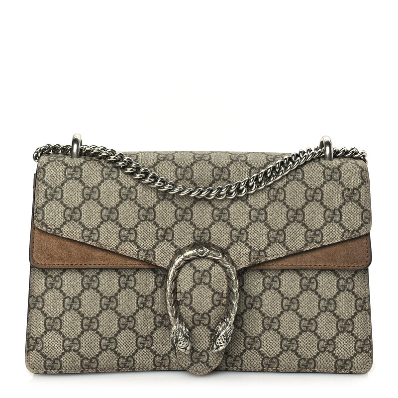  Gucci GG Supreme Monogram Small Dionysus Shoulder Bag  Taupe