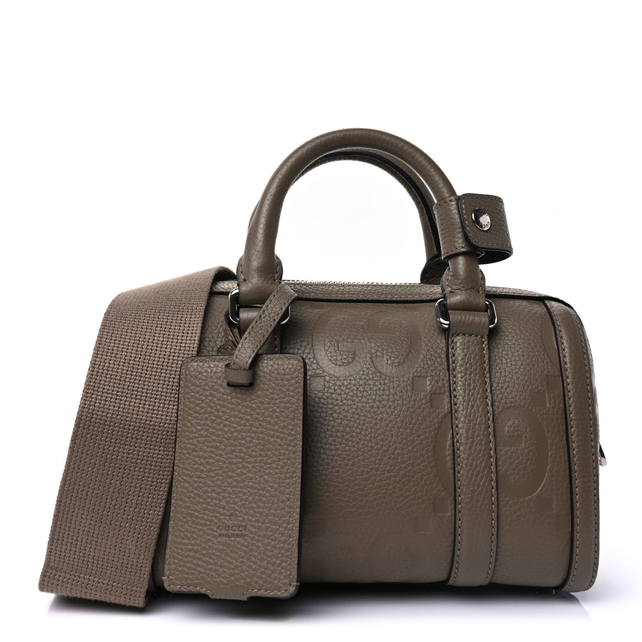 Gucci Piuma Calfskin Jumbo GG Embossed Mini Duffle Bag Good Taupe Image 1
