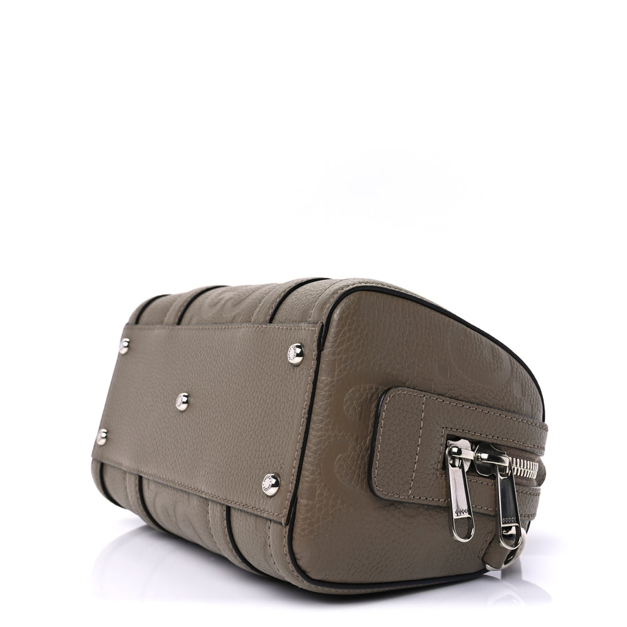 Gucci Piuma Calfskin Jumbo GG Embossed Mini Duffle Bag Good Taupe Image 8