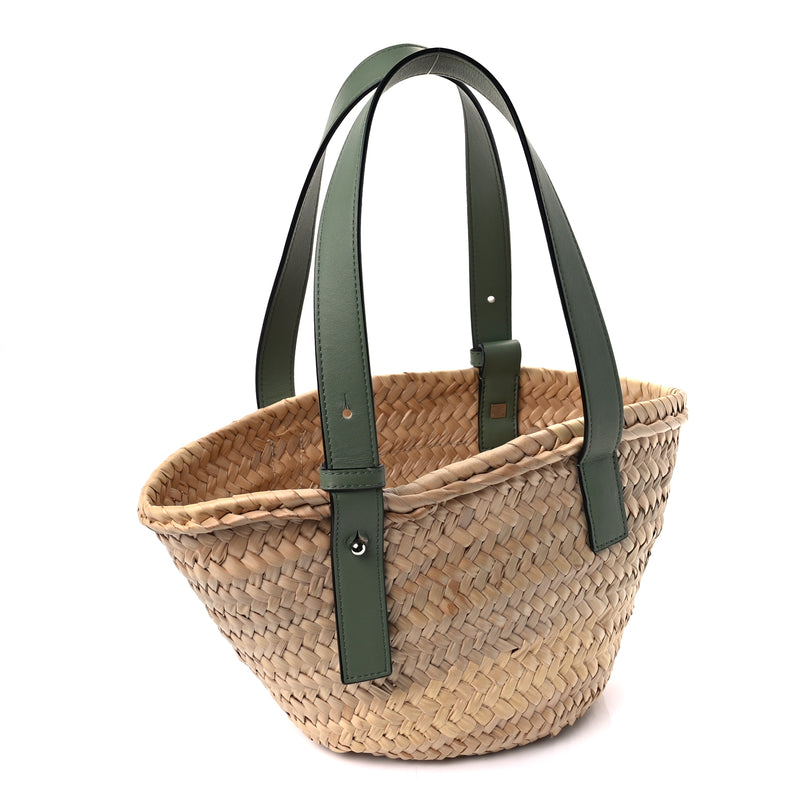  Loewe Raffia Small Basket Tote Bag Natural Green