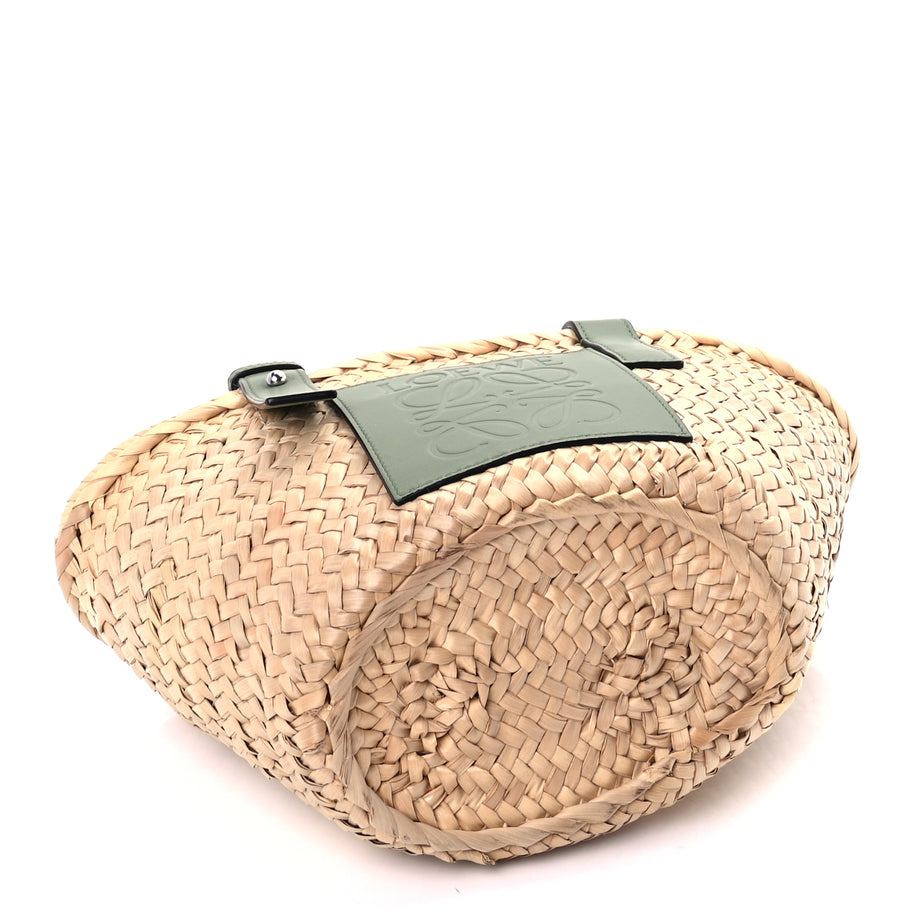 Loewe Raffia Small Basket Tote Bag Natural Green Image 3