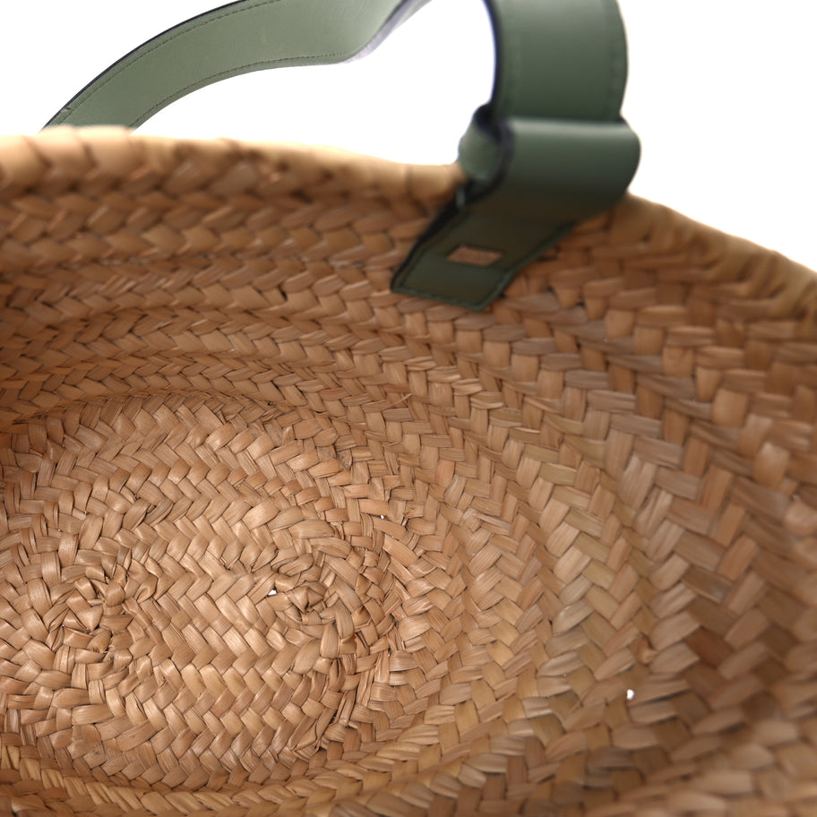 Loewe Raffia Small Basket Tote Bag Natural Green Image 4
