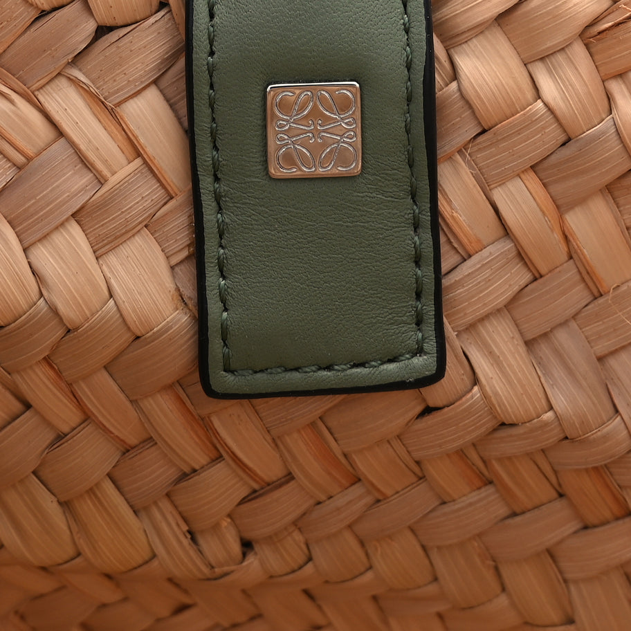 Loewe Raffia Small Basket Tote Bag Natural Green Image 5