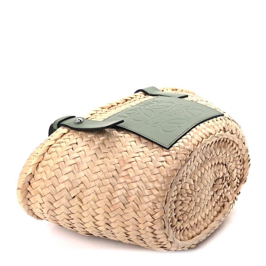 Loewe Raffia Small Basket Tote Bag Natural Green Image 8