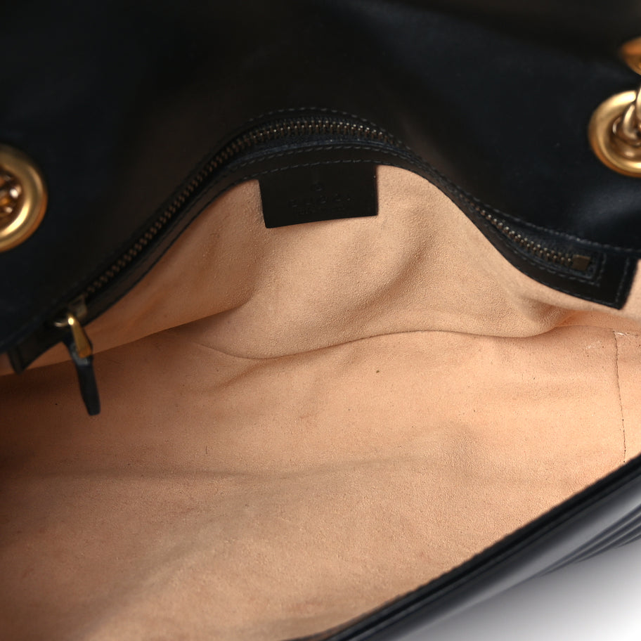 Gucci Calfskin Matelasse Small GG Marmont Shoulder Bag Black Image 4