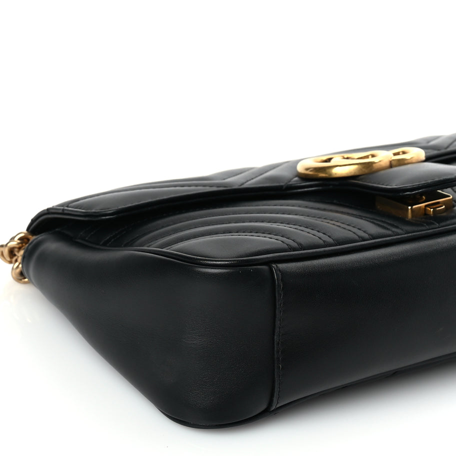 Gucci Calfskin Matelasse Small GG Marmont Shoulder Bag Black Image 7