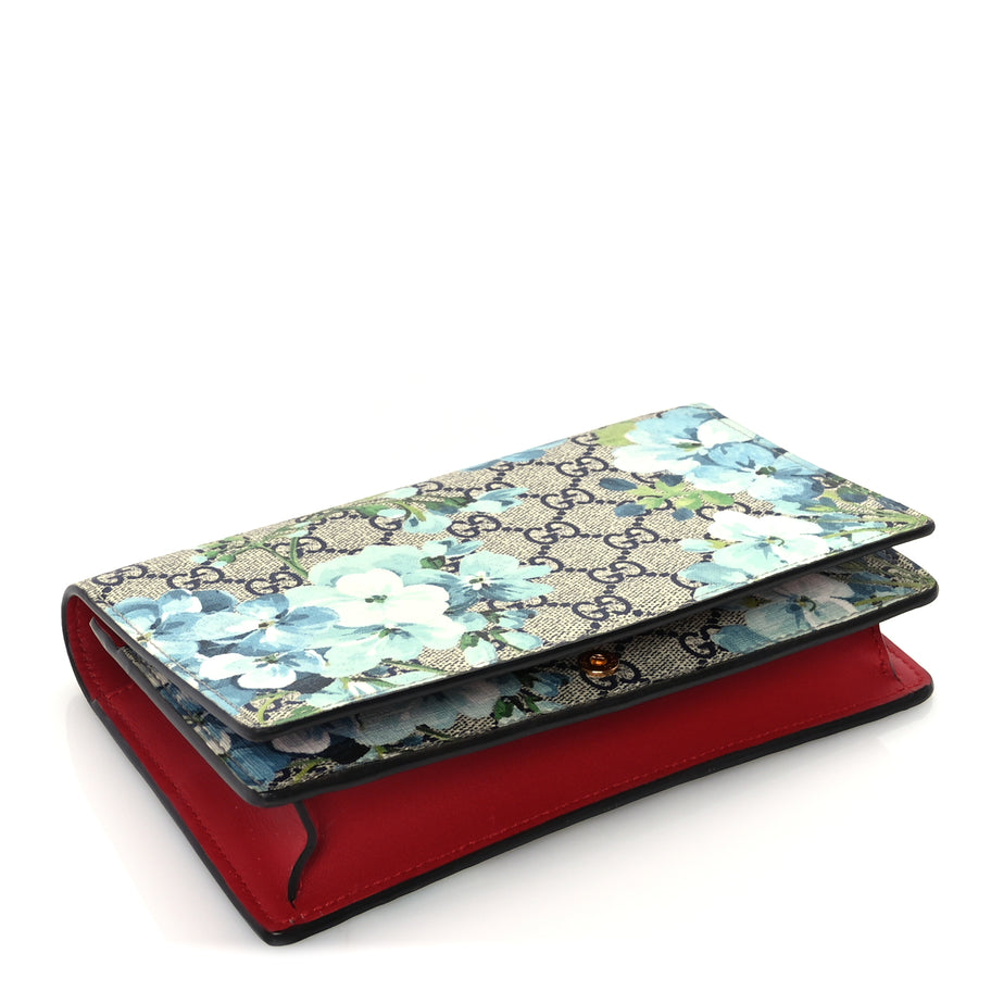 Gucci GG Supreme Monogram Blooms Chain Wallet  Blue Image 3