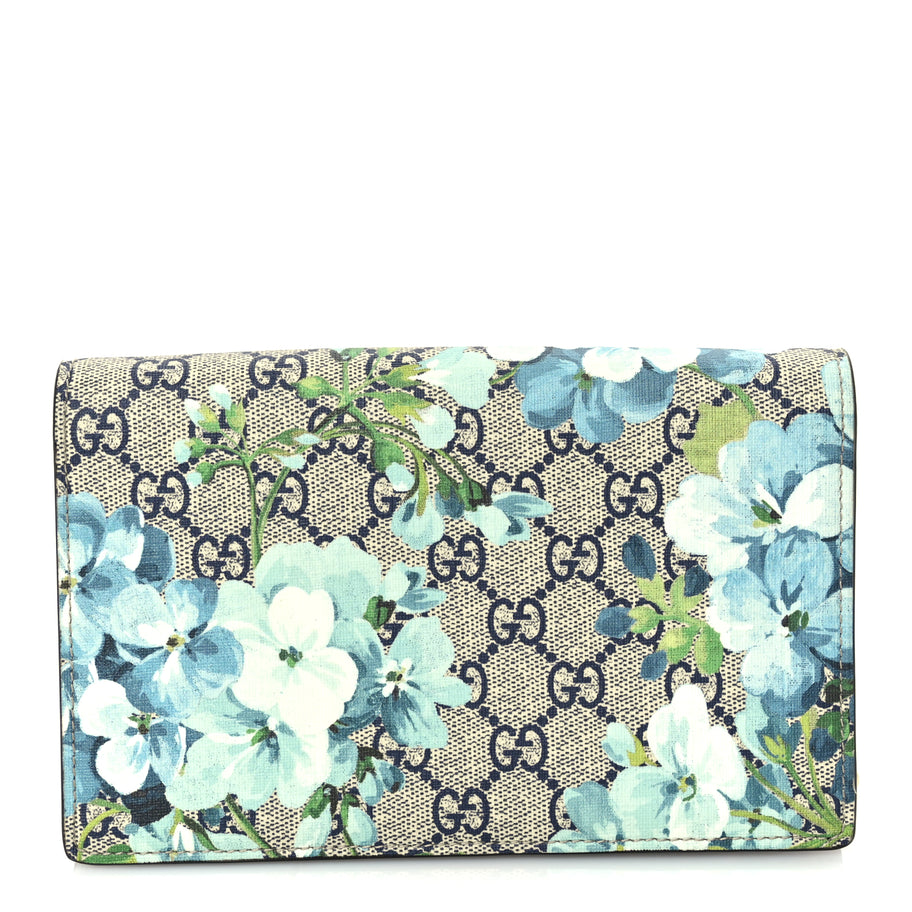 Gucci GG Supreme Monogram Blooms Chain Wallet  Blue Image 6