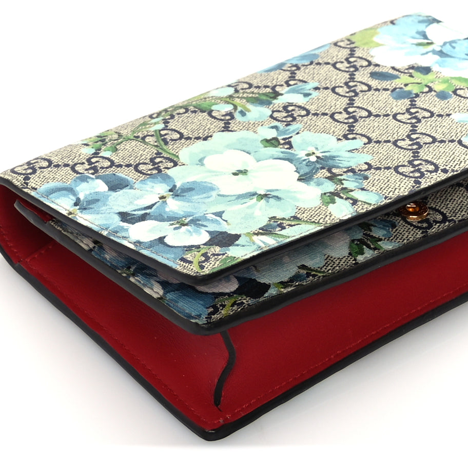 Gucci GG Supreme Monogram Blooms Chain Wallet  Blue Image 7