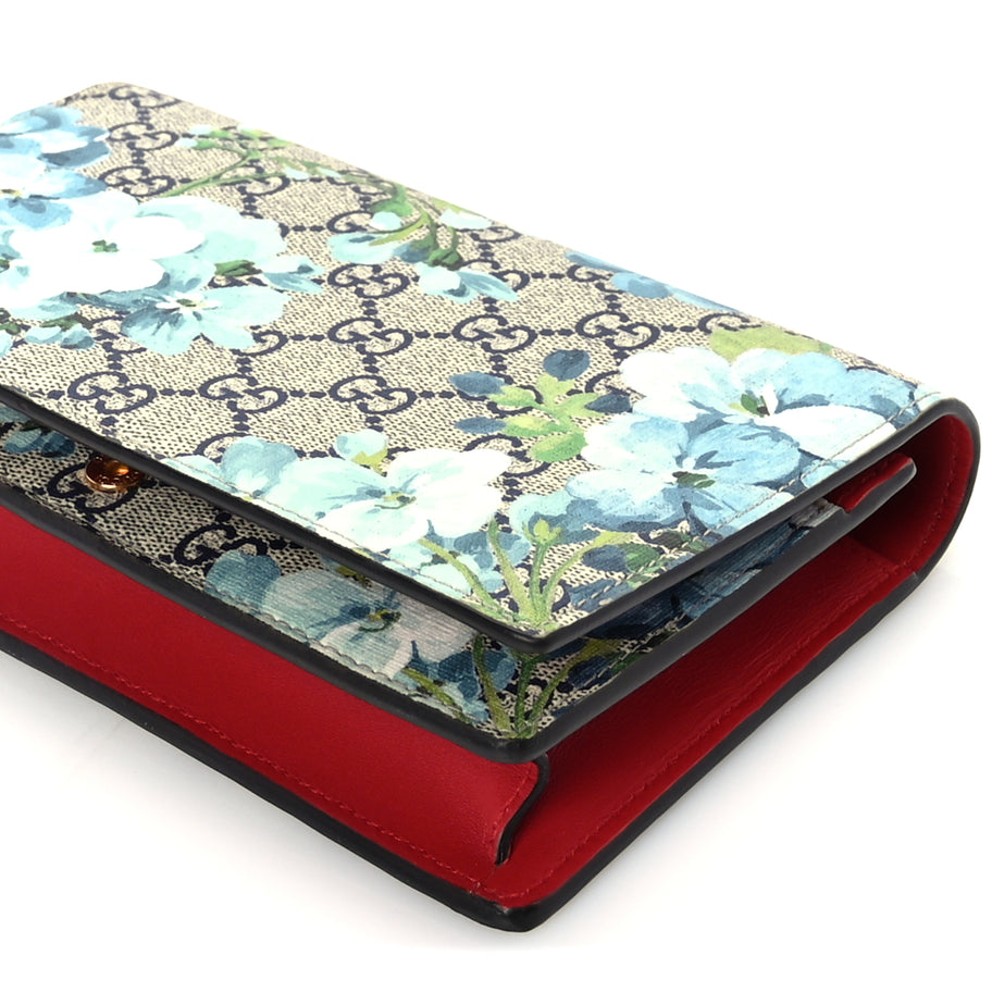 Gucci GG Supreme Monogram Blooms Chain Wallet  Blue Image 8