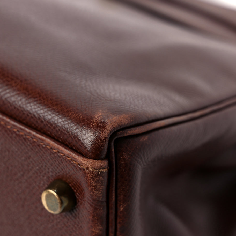 Hermes Courchevel Kelly Retourne 32 Chocolate Image 10