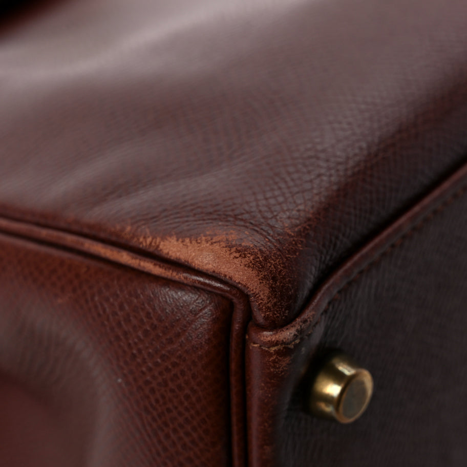 Hermes Courchevel Kelly Retourne 32 Chocolate Image 11