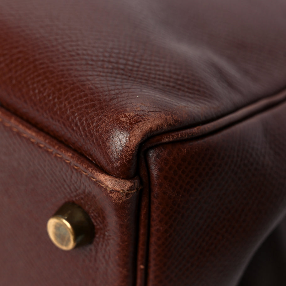 Hermes Courchevel Kelly Retourne 32 Chocolate Image 12