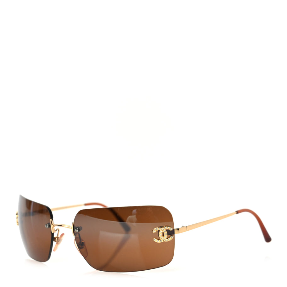 Chanel Metal Crystal CC Logo Sunglasses 4017-D Brown Image 1