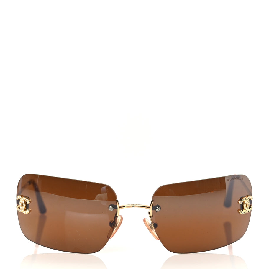 Chanel Metal Crystal CC Logo Sunglasses 4017-D Brown Image 2