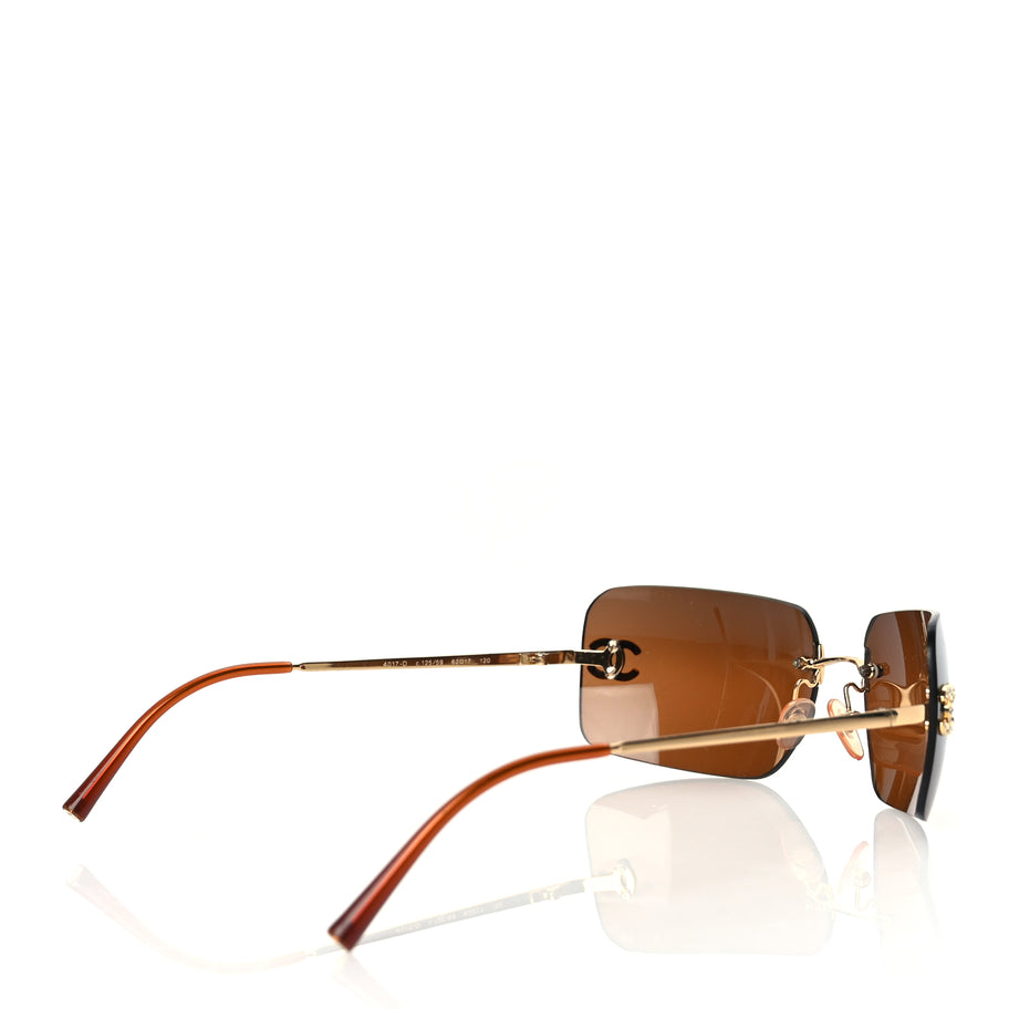 Chanel Metal Crystal CC Logo Sunglasses 4017-D Brown Image 3