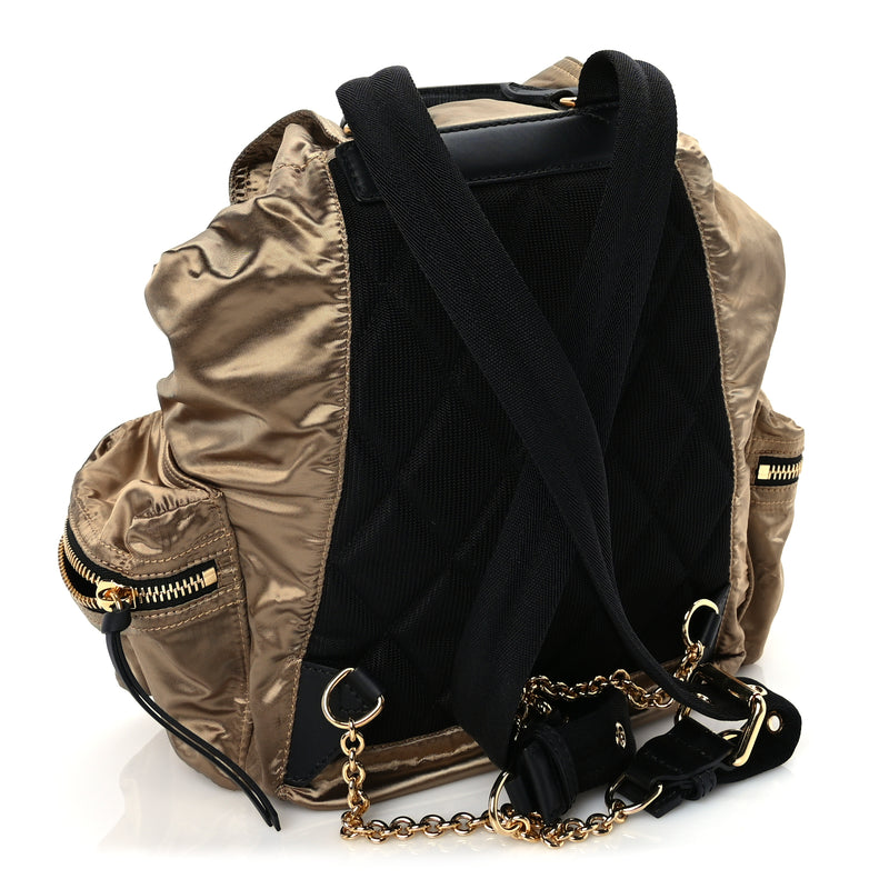  Burberry Nylon Medium Rucksack Runway Backpack Gold Black