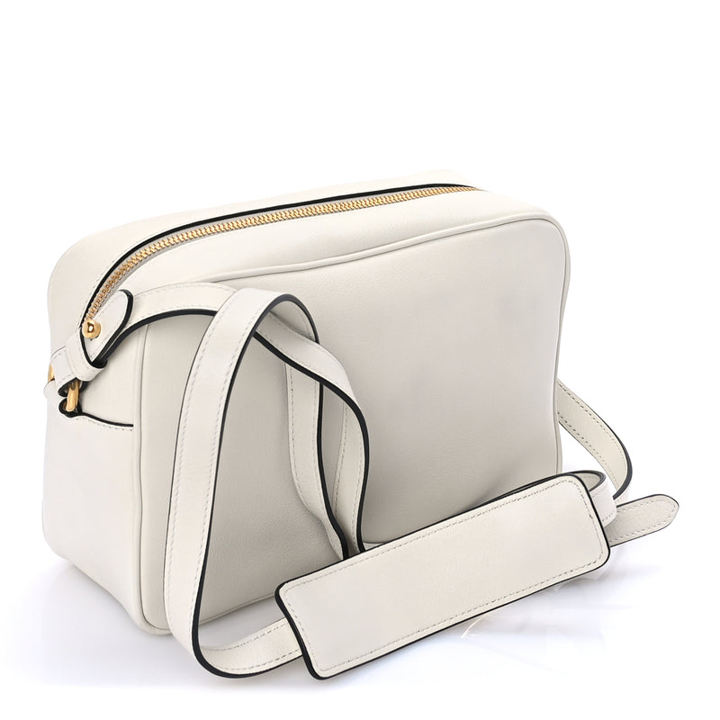  Prada Glace Calfskin Embossed Logo Crossbody White