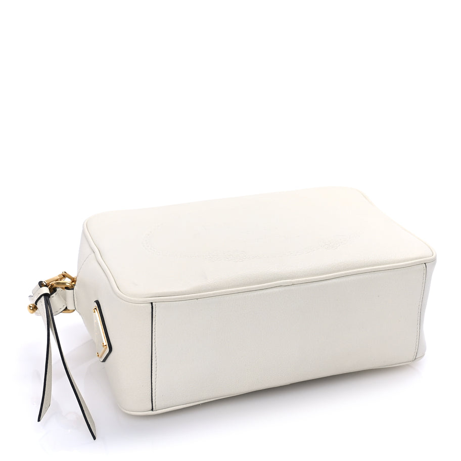 Prada Glace Calfskin Embossed Logo Crossbody White Image 3