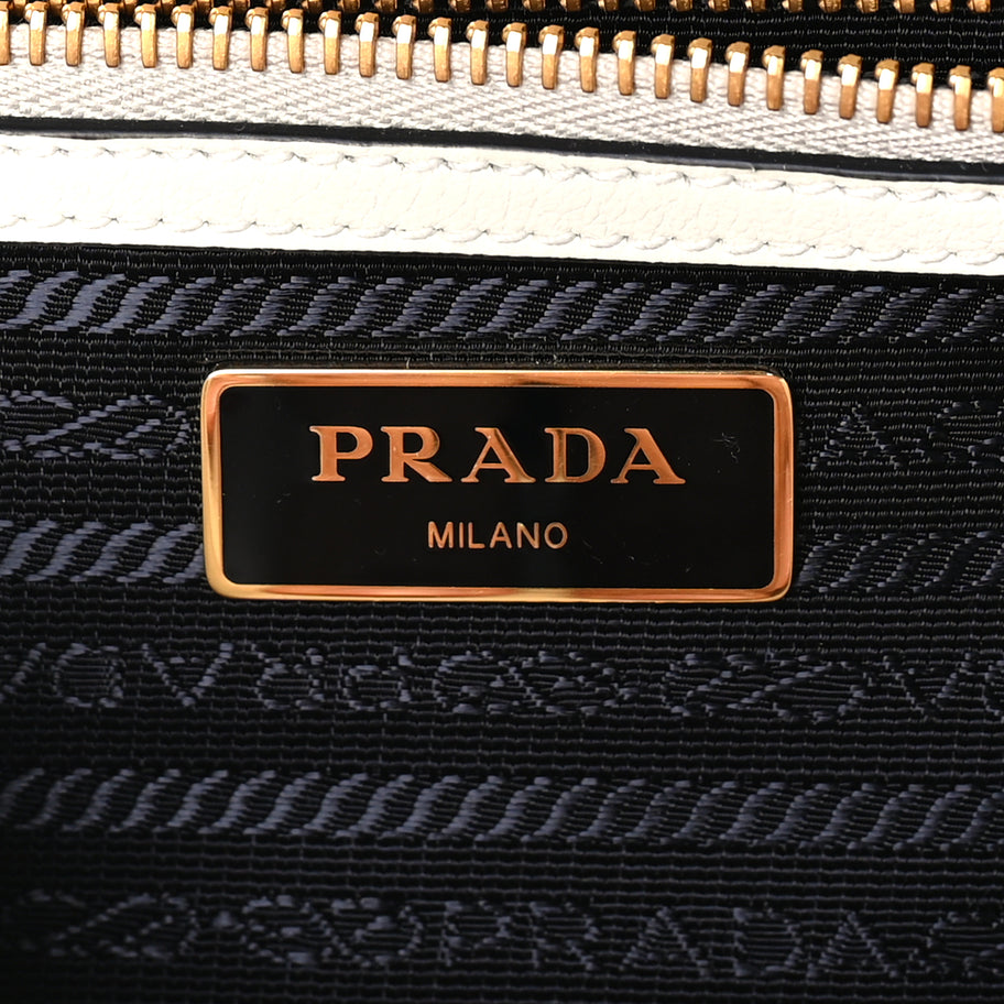 Prada Glace Calfskin Embossed Logo Crossbody White Image 5