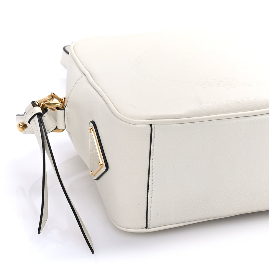 Prada Glace Calfskin Embossed Logo Crossbody White Image 7