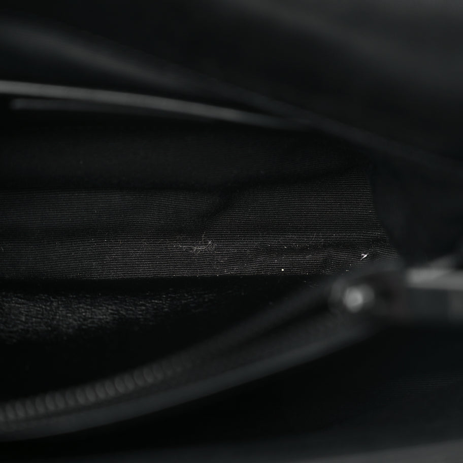 Saint Laurent Sheepskin Matelasse Chevron Monogram Monochrome Medium College Bag Black Image 4