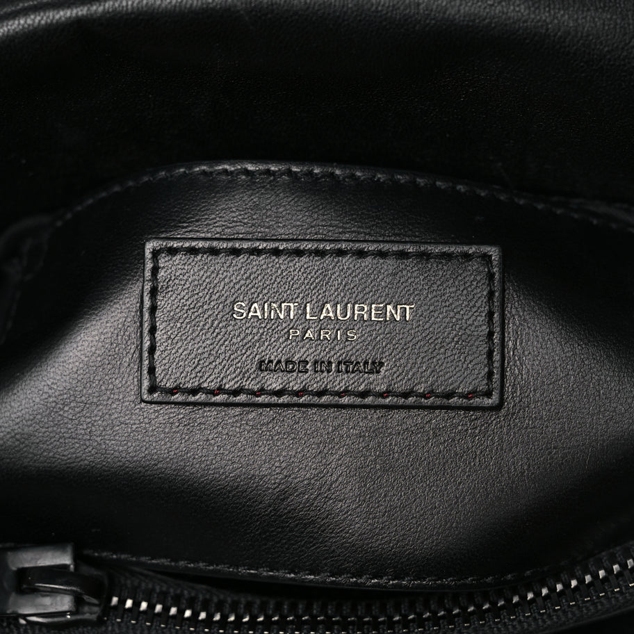 Saint Laurent Sheepskin Matelasse Chevron Monogram Monochrome Medium College Bag Black Image 5