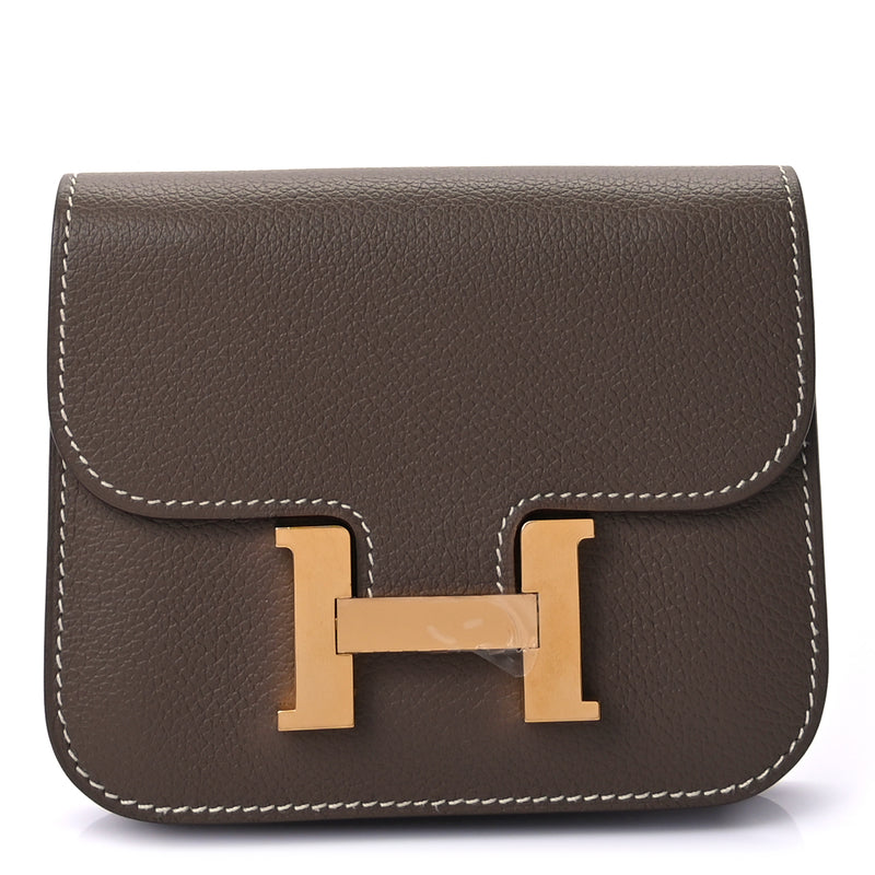  Hermes Evercolor Constance Slim Wallet  Etoupe