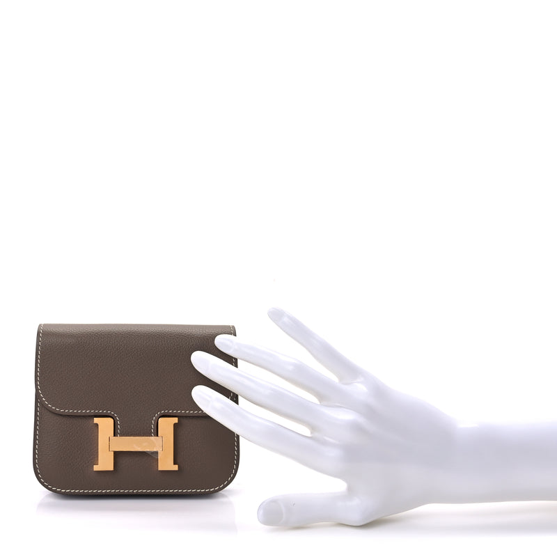 Hermes Evercolor Constance Slim Wallet  Etoupe