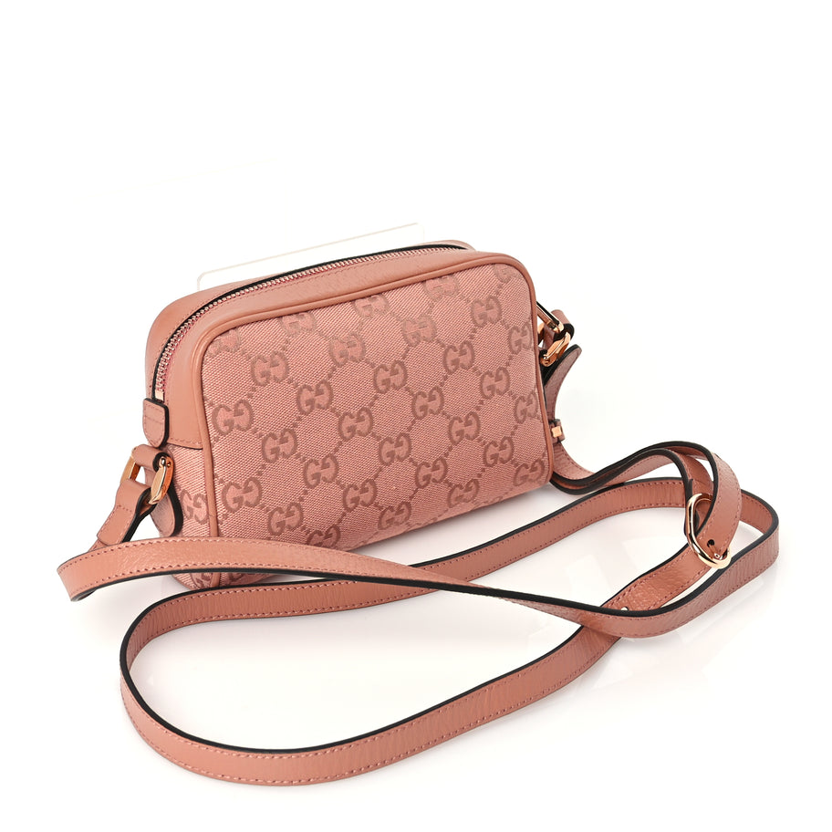 Gucci Monogram Textured Dollar Calfskin Mini Ophidia Shoulder Bag Cloche Rose Pink Image 2