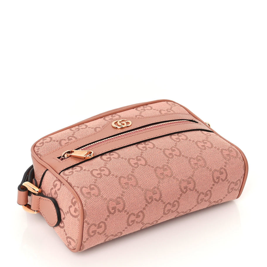 Gucci Monogram Textured Dollar Calfskin Mini Ophidia Shoulder Bag Cloche Rose Pink Image 3