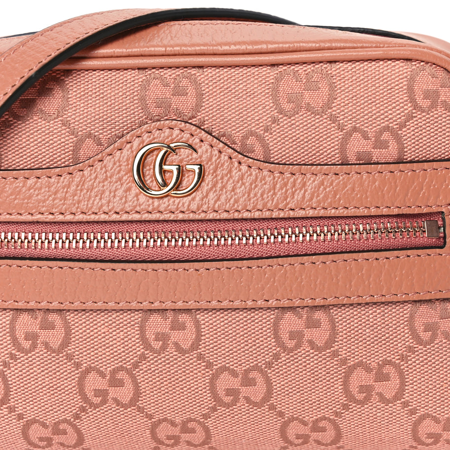 Gucci Monogram Textured Dollar Calfskin Mini Ophidia Shoulder Bag Cloche Rose Pink Image 6