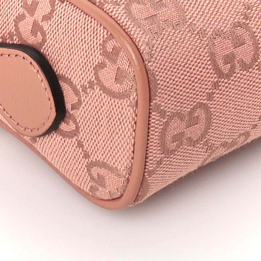 Gucci Monogram Textured Dollar Calfskin Mini Ophidia Shoulder Bag Cloche Rose Pink Image 7