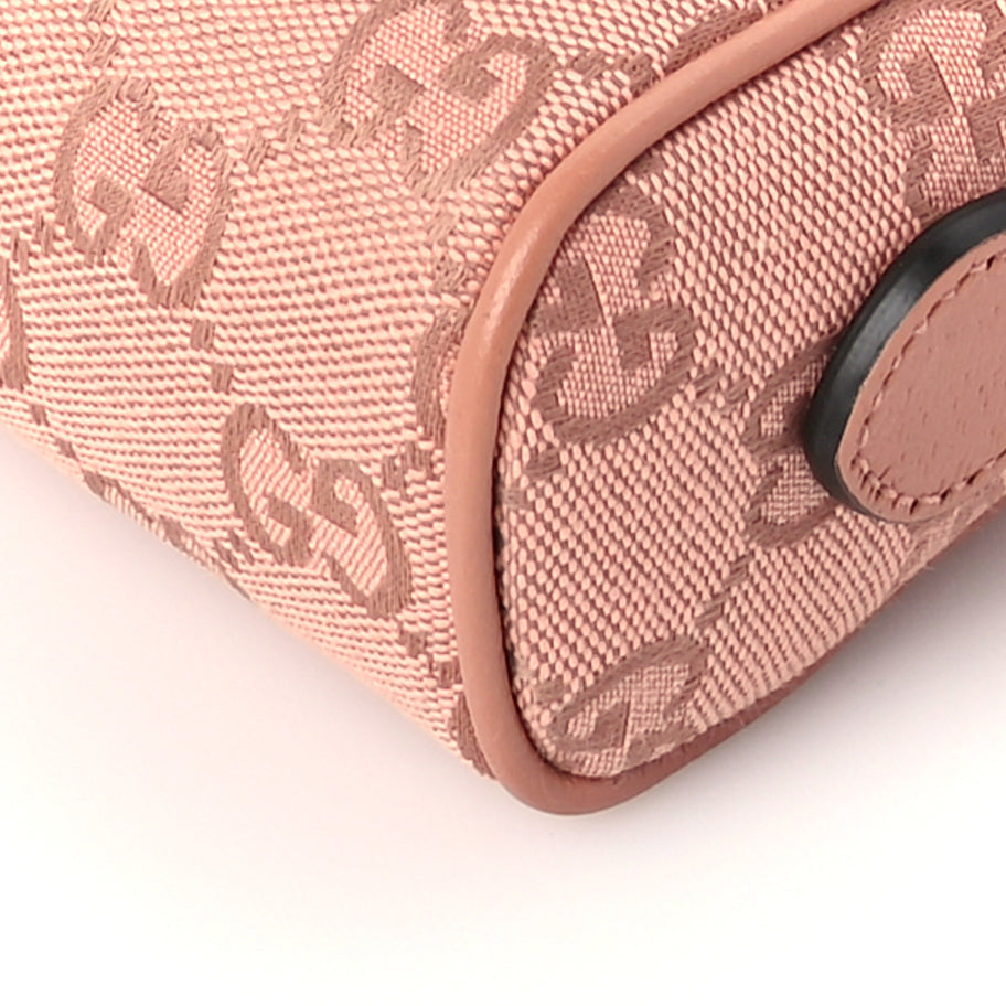 Gucci Monogram Textured Dollar Calfskin Mini Ophidia Shoulder Bag Cloche Rose Pink Image 8