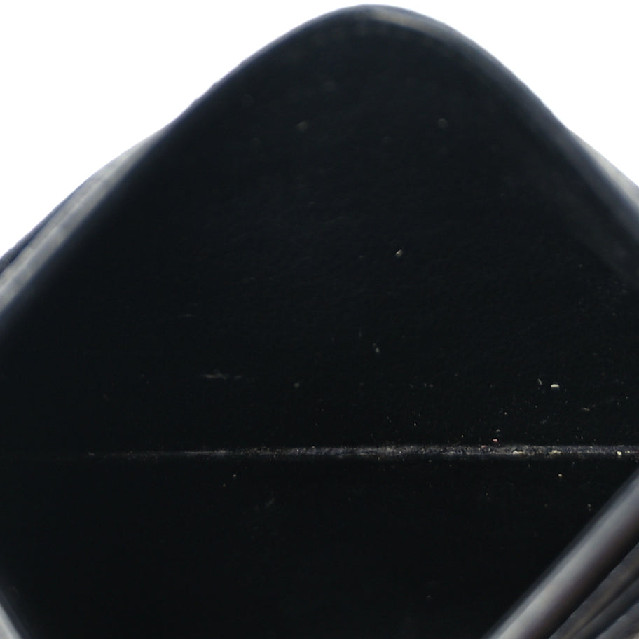 Saint Laurent Grain De Poudre Matelasse Chevron Monogram Credit Card Case  Black Image 6