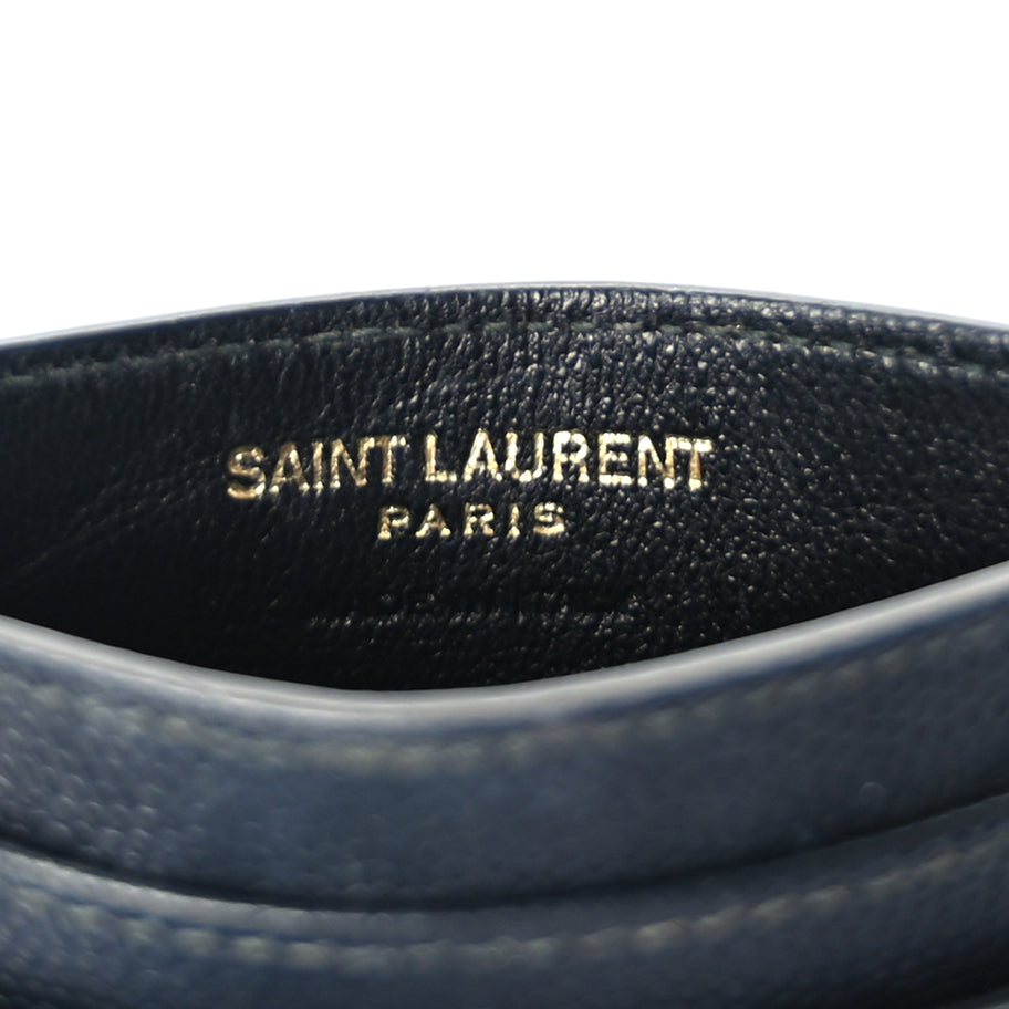 Saint Laurent Grain De Poudre Matelasse Chevron Monogram Credit Card Case  Black Image 7