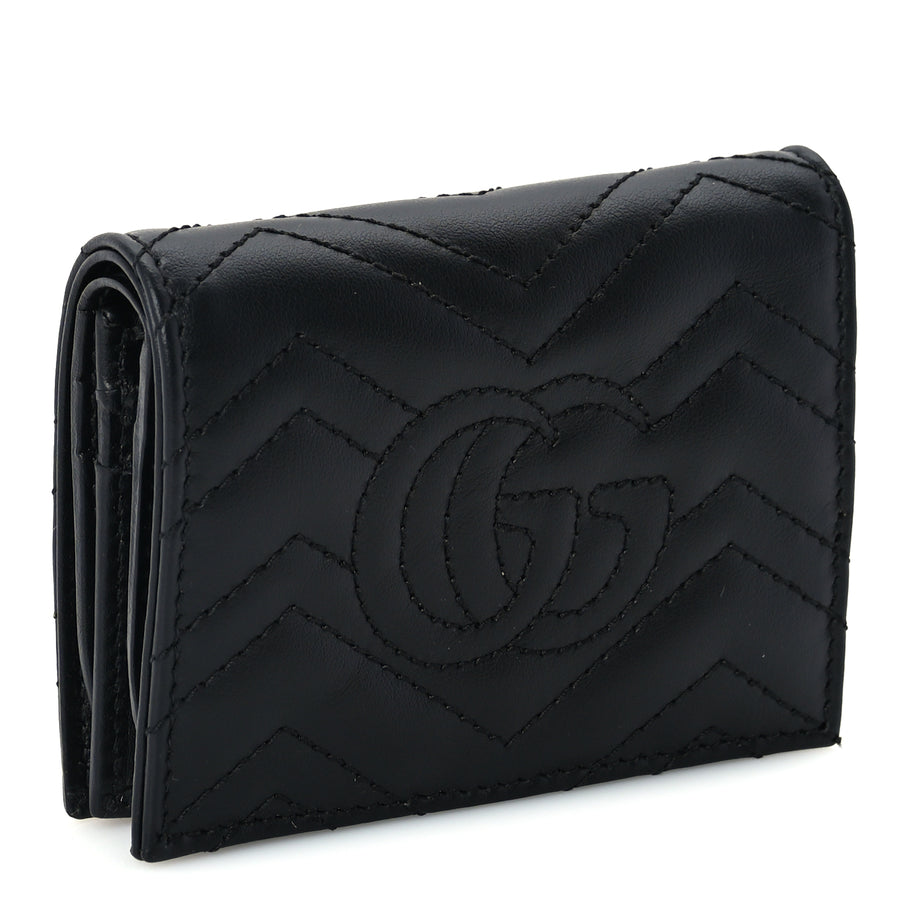 Gucci Calfskin Matelasse GG Marmont Card Case Wallet Black Image 3