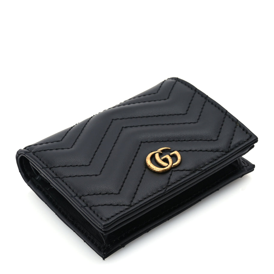 Gucci Calfskin Matelasse GG Marmont Card Case Wallet Black Image 4