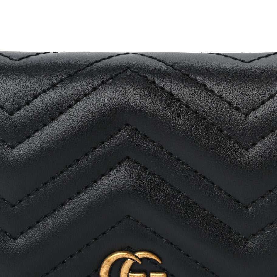 Gucci Calfskin Matelasse GG Marmont Card Case Wallet Black Image 7