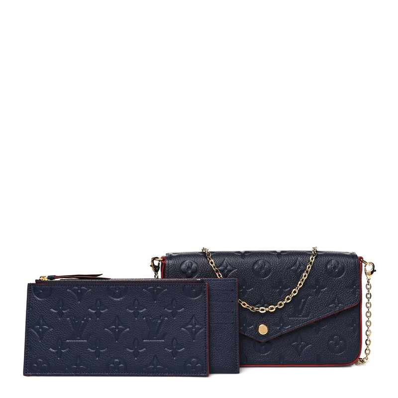  Louis Vuitton Empreinte Pochette Felicie Chain Wallet Marine Rouge