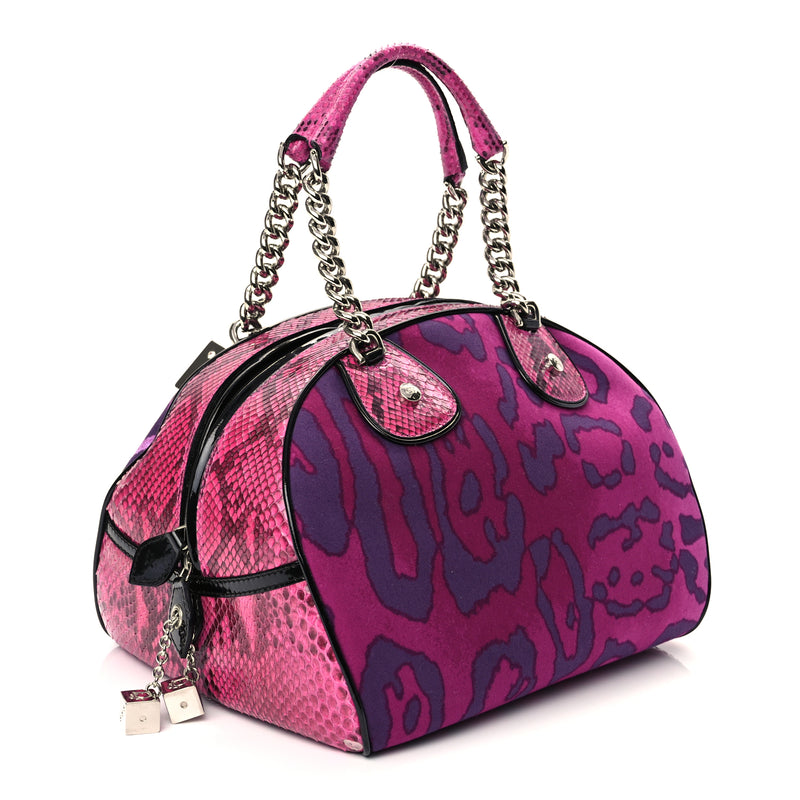  Christian Dior Snakeskin Leopard Gambler Dice Bowler Pink