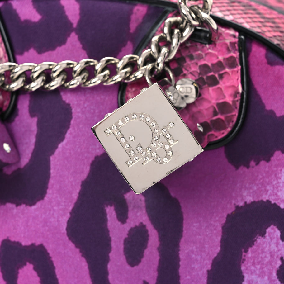 Christian Dior Snakeskin Leopard Gambler Dice Bowler Pink Image 7