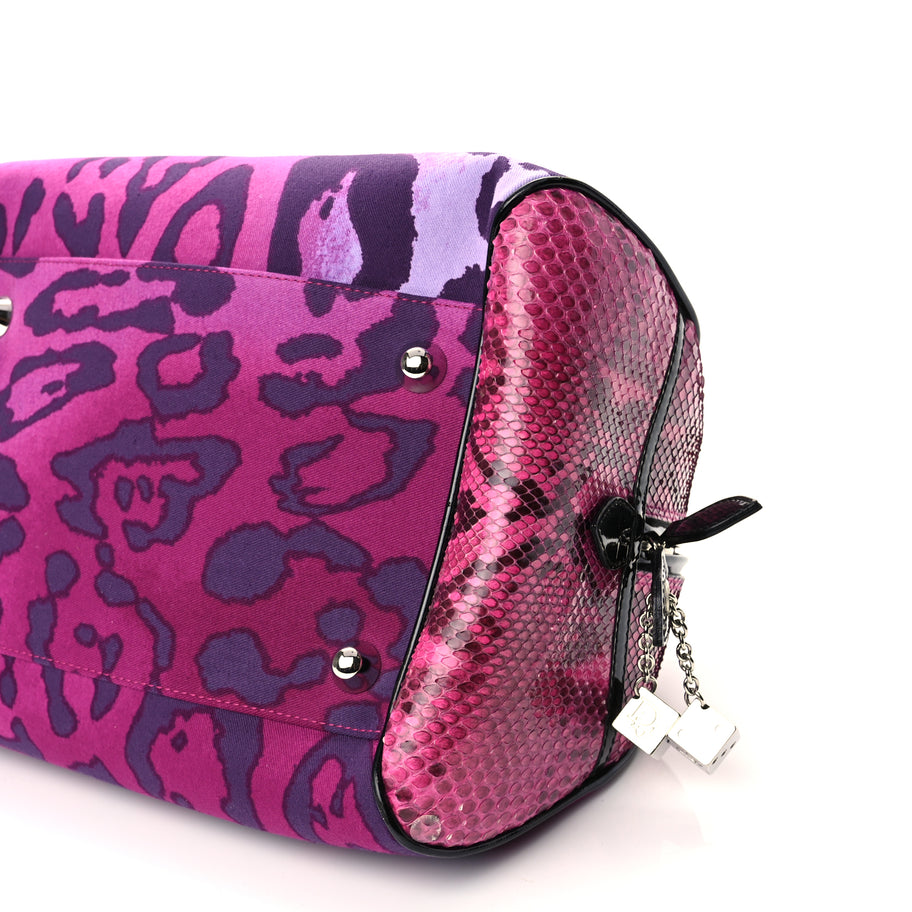 Christian Dior Snakeskin Leopard Gambler Dice Bowler Pink Image 9