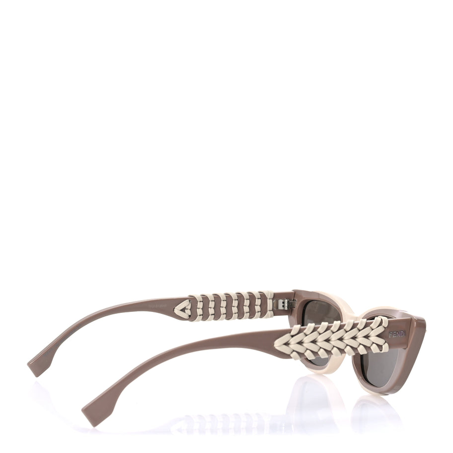 Fendi Acetate Interlace Cat Eye Sunglasses FE40171I Brown Ivory Image 3